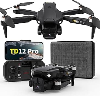 TD12Pro Foldable Drone with Camera 4K HD for Adults, Brushless Motor RC Drone with 90° Adjustable Lens, Level 3 Wind Resistance, Optical Flow Positioning, Beginner-Friendly Features