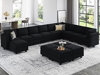 Belffin Oversized Modular Sectional Sofa U Shaped Couch with Storage Seat Velvet Sectional Sleeper Sofa Set with Chaise Velvet Black