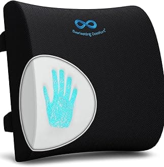 Everlasting Comfort Lumbar Support Pillow, Back Pain Cushion for Office Chair, Memory Foam, Backrest Cushion, Chair, Car, Sofa, Perfect for Improving Posture & Relieving Back Pain, Great for Gaming Chairs & Desk Chairs