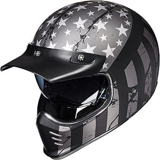 Vintage Full Face Motorcycle Helmets for Adults Men Inner Visor Compatible for Moped ATV Cruiser Scooter DOT ECE Model Z502(Patriotic Flag, XL)