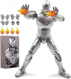 LonullyMegeIronman MK2 Collectible Action Figure,7 Inch 10th Anniversary Metal Texture Painting Movable Mark Model Toys (MK II)
