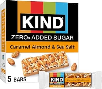 ZERO Added Sugar Bars, Caramel Almond & Sea Salt, Keto Friendly Snacks, Gluten Free, 5g Protein, 5 Count