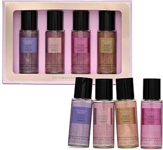 Victoria's Secret Fragrance Mist Collection 4 Piece Shimmer Mini Gift Set, Assorted Scents