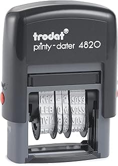 Trodat Printy 4820 Date Stamp, Self-Inking Stamp for Professional and Personal Applications, 3/8” x 1-¼”, Eco-Friendly Climate Neutral Product (Blue)