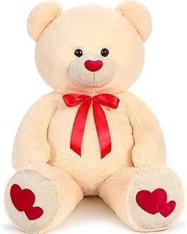 MaoGoLan Giant Teddy Bear Plush 47",Big Teddy Bear Stuffed Animal with Heart Footprints and Heart Nose,4ft Large Valentines Bear for Girlfriend,Wife,Lover-Anniversary, Birthday,Long Distance