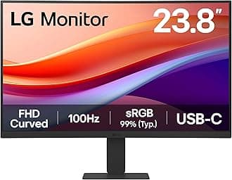 LG MONITOR 24U421A – Curved FHD 1080p VA 24 inch, 100Hz, 5ms, Computer desktop display, Flicker safe & Reader Mode, USB-C, HDMI, Matte Black