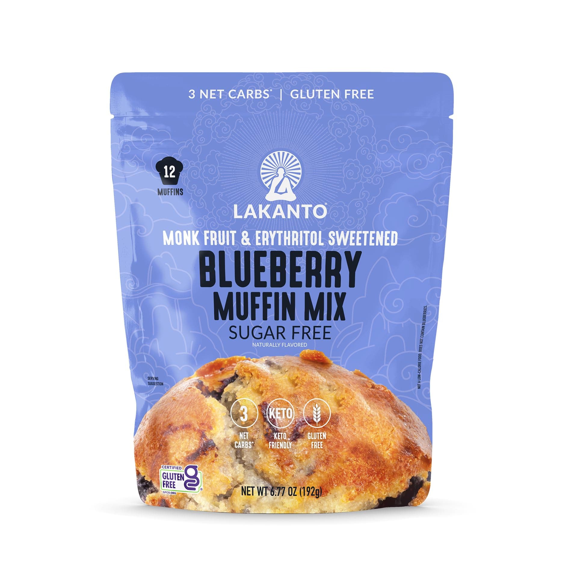 Sugar Free Blueberry Muffin Mix - Naturally Flavored, Sweetened with Monk Fruit Sweetener, Keto Diet Friendly, Low Net Carbs, Gluten Free, Breakfast Food, Delicious, Easy to Make (6.77 oz)