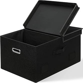 75 Quarts Extra Large Decorative Storage Bins with Lids, 1 Pack Black Collapsible Storage Bins with Lids, Stackable Storage Bins Decorative Box Storage With Lid Extra Large