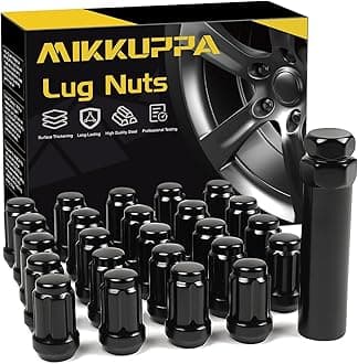 24pcs M12x1.25 Lug Nuts - Replacement for 2005-2015 Nissan Armada, 2004-2019 Titan, 1995-2004 Pickup Aftermarket Wheel Black Closed End Spline Lug Nuts