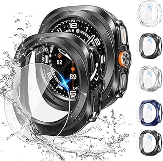 Tensea Multipack for Samsung Galaxy Watch Ultra 2025 / Galaxy Watch 7 Ultra 2024 47mm Accessories, Hard PC Bumper/HD Anti-Fog Tempered Glass Protective Film, Face Cover Set for Women Men