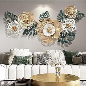RIZIK STORE™ Metal Abstract Figures Wall Sculpture for Home Decor, Living Room & Bedroom (Floral Blue)
