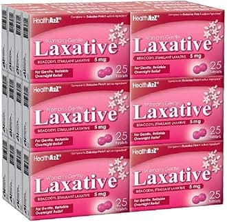 HealthA2Z® Woman's Gentle Laxative | Bisacodyl Stimulant Laxative 5mg | Constipation Relief | Gentle and Reliable | Overnight Relief (24 Pack x 25 Tablets Each (600 Total))