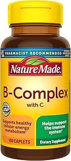 B Complex Supplement, Vitamin B Complex With Vitamin C for Immune System Support, 100 Caplets, 100 Day Supply