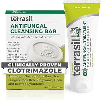 Antifungal Cream + Antifungal Soap 2-Product Kit Clinically-Proven Clotrimazole Effective Treatment & Relief: Jock Itch Athletes Foot Fungal Yeast Infection Ringworm (50g tube & 75g bar)