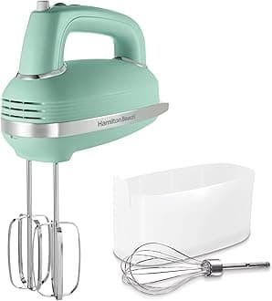 Magnolia Bakery 5-Speed Electric Hand Mixer by, Powerful 1.3 Amp DC Motor for Effortless Mixing & Consistent Speed in Thick Ingredients, Slow Start, Beaters and Whisk, Green (62601)