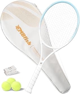 MBFISH Tennis Racket - Super Value Set with Pre-Strung, Comfortable Handle, 27'' Tennis Racquet for Adults, Natural Series Includes 3 Tennis Balls, 2 Overgrips and 1 Tennis Bag