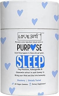 Sleep Gummies with 7mg Melatonin, Ashwagandha & Chamomile | Non-Habit Forming | 30 Vegan Gummies | Improve Sleep Quality & Reduce Stress | Natural Blueberry Flavor