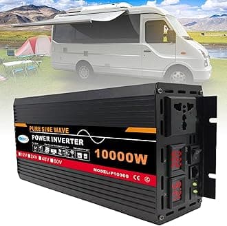 3000W-12000W Pure Sine Wave Power Inverter, DC (12/24/48/60V) to AC (110/V220V), Dual Digital Display + 1 Universal Socket, Solar System - Solar Panel, for Home/Outdoor/RV/Camping,10000W-12V