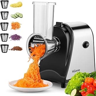 5-in-1 Electric Cheese Grater with 5 Blades – 250W One-Touch Cheese Shredder & Vegetable Slicer for Block Cheese, Fruits, Nuts