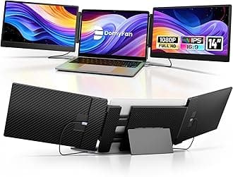 domyfan 14" Laptop Monitor, 1080P FHD Screen Extension for Laptop, HDMI/USB-A/Type-C Plug and Play, Compatible with Windows/Mac/Chrome/Switch/PS5