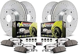 Power Stop K7226-26 Front and Rear Z26 Carbon Fiber Brake Pads with Drilled and Slotted Brake Rotors Kit For 2016 2017 2018 2019 2020 2021 Chevy Camaro SS [Models with 4 Piston Front Caliper]