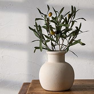 SIDUCAL Ceramic Rustic Farmhouse Vase | 6 Inch Pottery Decorative Flower Vase...