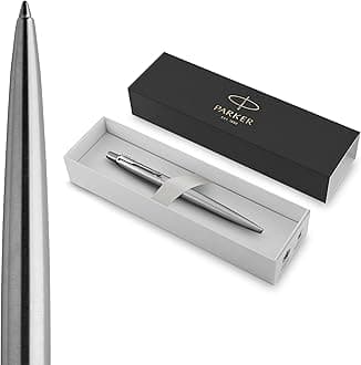 Parker 1953170 Jotter Ballpoint Pen, Stainless Steel Medium Point Blue Ink, Gift Box