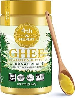 4th & Heart Original Grass-Fed Ghee, Clarified Butter, 1:1 Butter Substitute, Pasture-Raised, Lactose & Casein Free, 32 oz