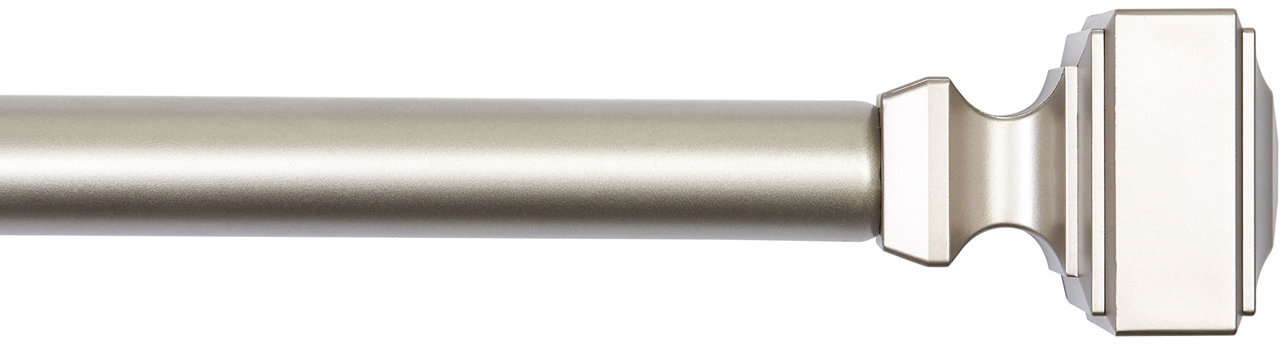 Amazon Basics Extendable Window Curtain Pole with Square Finials, 19 mm Diameter, 183 to 366 cm, Nickel