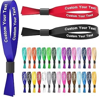 Wanstay Custom Cloth Wristbands Personalized Wrist Bands 30/100/1000 Pcs Bulk with Text Logo, Colored Wristbands Events for Wedding, Lightweight Concert, Club Entrance Wrist Strap Party