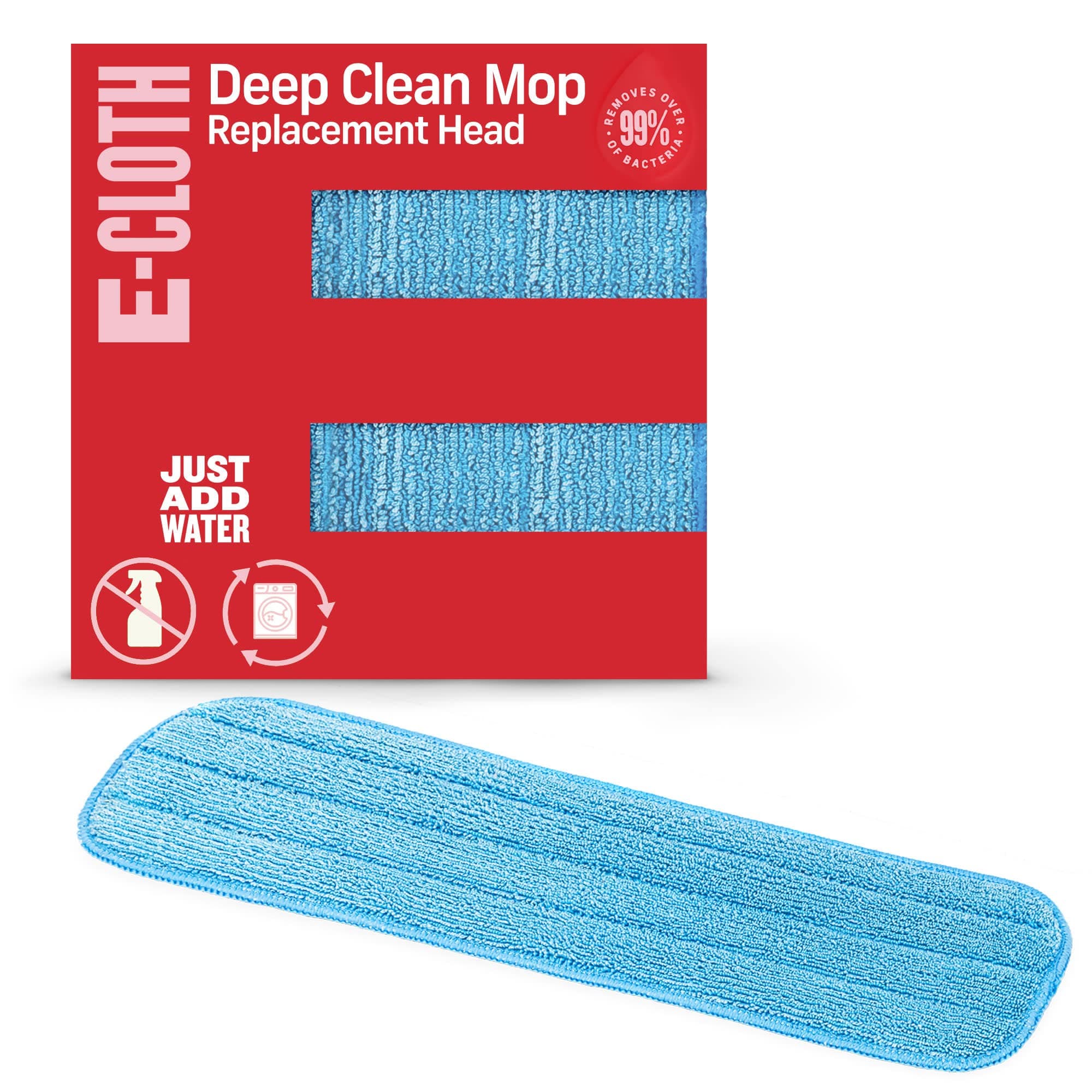 E-Cloth Microfiber Mop Head Replacement - Reusable Microfiber Mop Pads, Washable Floor Cleaning Pads, Multi-Surface Wet Mopping Cloths, Compatible with E-Cloth Deep Clean Mops - 1 Pack