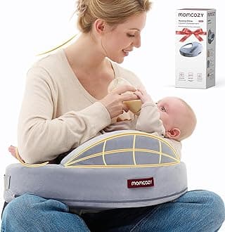 Innovative Safety Guard Nursing Pillow - Firm & Springy Memory Foam - Stable, Ergonomic Support & Comfort - Wider Breastfeeding Cushion, Adjustable, Removable Cover, Baby Safety Certified