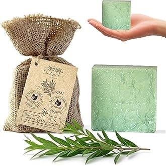 Dr.Ancient Tea Tree Soap Bar, Organic Soap Bars Handcrafted the Traditional Way, Natural Chemical-Free, Vegan, Used for Face and Body, Deep Cleansing, and Nourishing Daily Skin