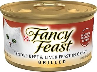 Purina Fancy Feast Grilled Wet Cat Food Beef and Liver Feast in Wet Cat Food Gravy - (Pack of 24) 3 oz. Cans