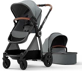 Mompush Ultimate2 Baby Stroller for Toddler with Removable Bassinet, Reversible Stroller Seat - Full-Size for Comfortable Outings with Baby - Smooth Glide Bassinet Stroller