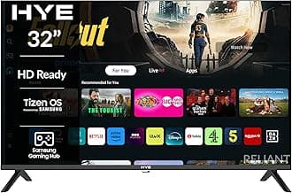 HYE TV - Smart TV, 32" Screen Size, HD Ready Resolution, Samsung Tizen OS & Gaming Hub, Versatile Connectivity, Black, Perfect For Streaming, Gaming & Entertainment - 32HDS1008
