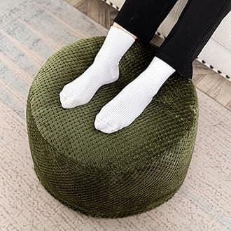 Asuprui Pouf Ottoman Unstuffed Ottoman Foot Rest No Filler Soft Faux Fur Foot Stool 20x20x12 Inches Fuzzy Chair Floor Pouf Chair with Storage for Living Room Bedroom Green