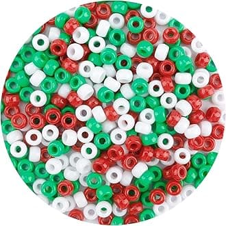 1100pcs Pony Beads - Christmas & Hair Beads Assortment for Bracelets & Crafts