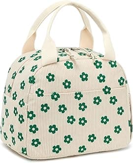 LEDAOU Lunch Box for Women Insulated Lunch Bag Corduroy Lunch Tote Bags Leakproof Cooler Lunch Case for Travel Work Picnic