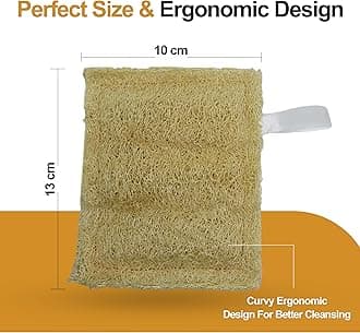 Indigenous Living – Natural Loofah for Bathing Exfoliating Scrubbers | Organic Bath Sponge for Spa Shower | Face, Back and Body Scrubber | Eco-Friendly (4 Luxury Rectangular Natural Loofahs)