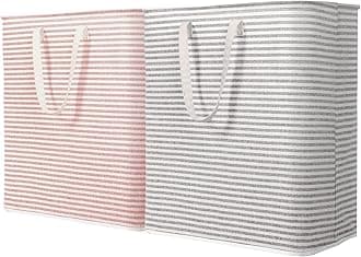 Lifewit 2 Pack Laundry Hamper Large Collapsible Laundry Basket, Freestanding Waterproof Cloth Hamper with Easy Carry Handles in Laundry Room Bedroom Bathroom Dorm for Adult, Gray&Pink, 2 x 100L