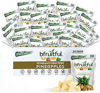 bfruitful Freeze-Dried Pineapple, Freeze Dried Fruit Snacks with No Sugar Added, Vegan, Non GMO, Kosher, Wholesome Fruit Bites, Perfect for Kids or Adults, 0.56 oz Single-Serve, 24 Count