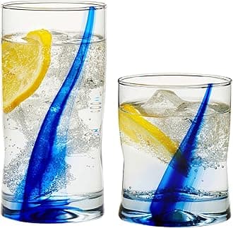 Libbey Blue Ribbon Impressions 16-Piece Tumbler and Rocks Glass Set