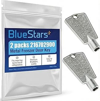 BlueStars Unbreakable 216702900 Freezer Door Key, Metal Upgrade for Frigidaire & Kenmore Freezers – Replaces 297147700 AP4071414 AP2113733 PS1991481 – 2 Pack