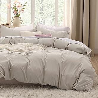 Bedsure Duvet Cover Queen Size - 3 Pieces Prewashed Extra Soft Bedding Set, Includes 1 Duvet Cover 90x90 Inches with Zipper Closure & 2 Pillow Shams, Linen, Comforter Not Included