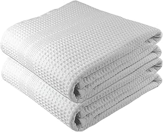 Waffle Bath Sheet Large Bath Towels Quick Dry Thin Body Towels, 40x80 Oversized Bath Towels for Adults, 2 Pack Bath Sheet Set, Classic Style (White)