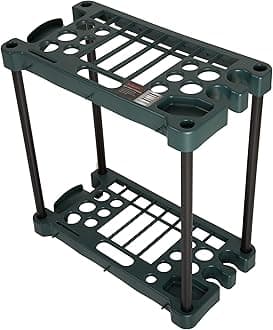 StalwartGarden Tool Organizer - 23-Inch Utility Rack Holds up to 30 Yard Tools to Maximize Floor Space - Garage Storage and Organizers (Green)