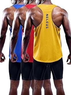 NELEUSMen's 3 Pack Dry Fit Athletic Muscle Tank Workout Gym Shirt