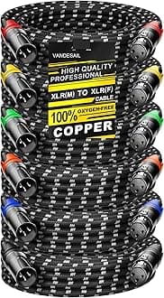 6 Pack XLR Cables 25ft Mic Braided Balanced Shielded XLR Microphone Cable Male to Female 3-Pin Colorful Connector for Microphones Recording, Audio Mixer, Amplifier，Speaker,Camcorder