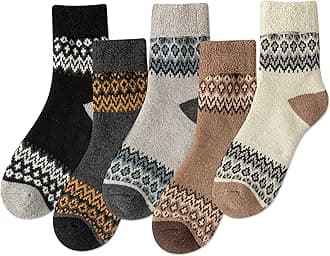 IIG 3-6 Pairs Men Dress Cotton Socks Funky Colorful Pattern Wool Crew Socks